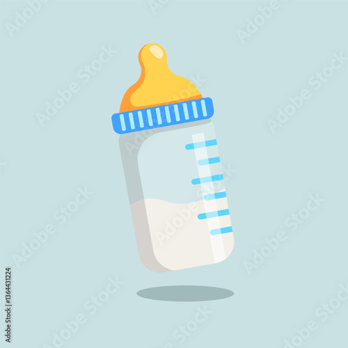 Baby feeding bottles with nipples for babies filled with milk