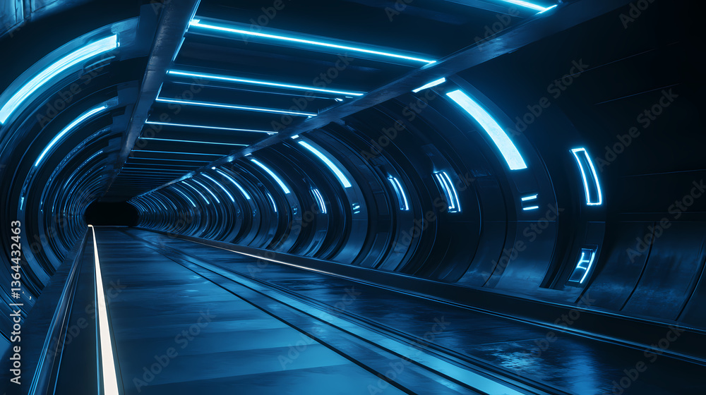 Obraz premium Futuristic Neon Tunnel Pathway