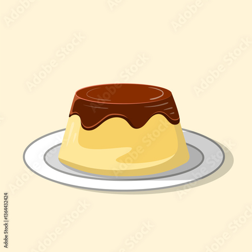 Sweet pudding dessert with caramel sauce on top