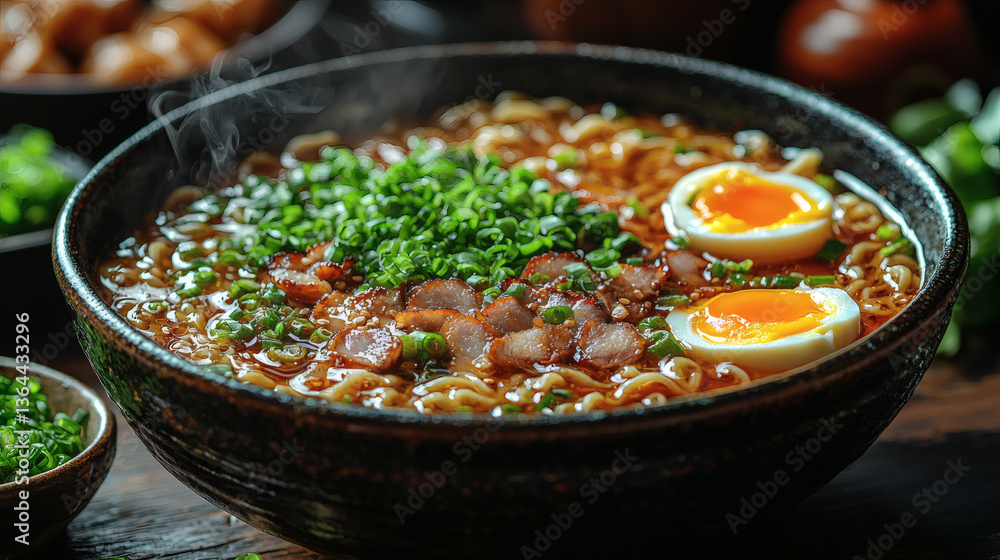 Steaming Bowl of Traditional Ramen Steaming Bowl of Traditional Ramen