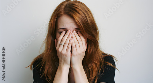 Wallpaper Mural Woman covering face in emotional distress Torontodigital.ca