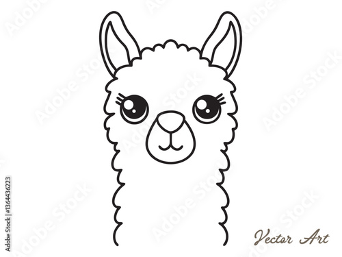 llama vector silhouettes, outline vector drawing on a white background