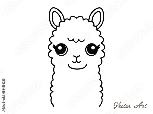 llama vector silhouettes, outline vector drawing on a white background