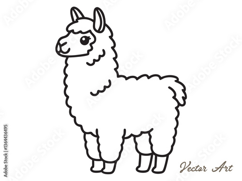 llama vector silhouettes, outline vector drawing on a white background