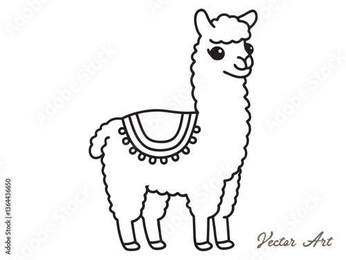 llama vector silhouettes, outline vector drawing on a white background