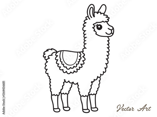 llama vector silhouettes, outline vector drawing on a white background