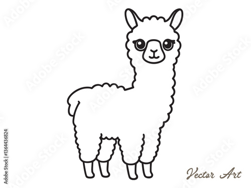 llama vector silhouettes, outline vector drawing on a white background