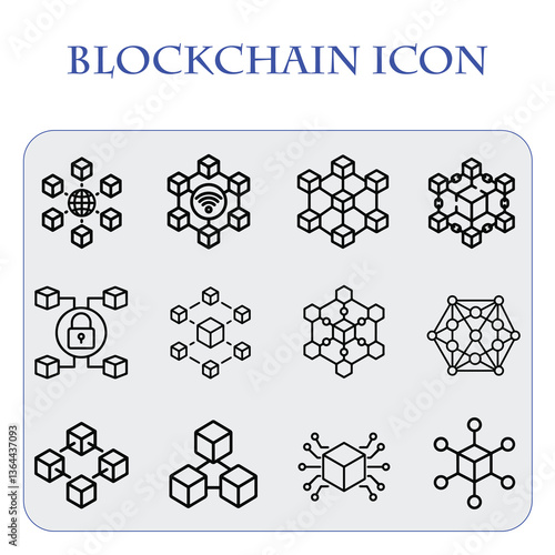 Blockchain Icon,Modern Blockchain Vector Icon Minimalist Design for Technology and Cryptocurrency Applications