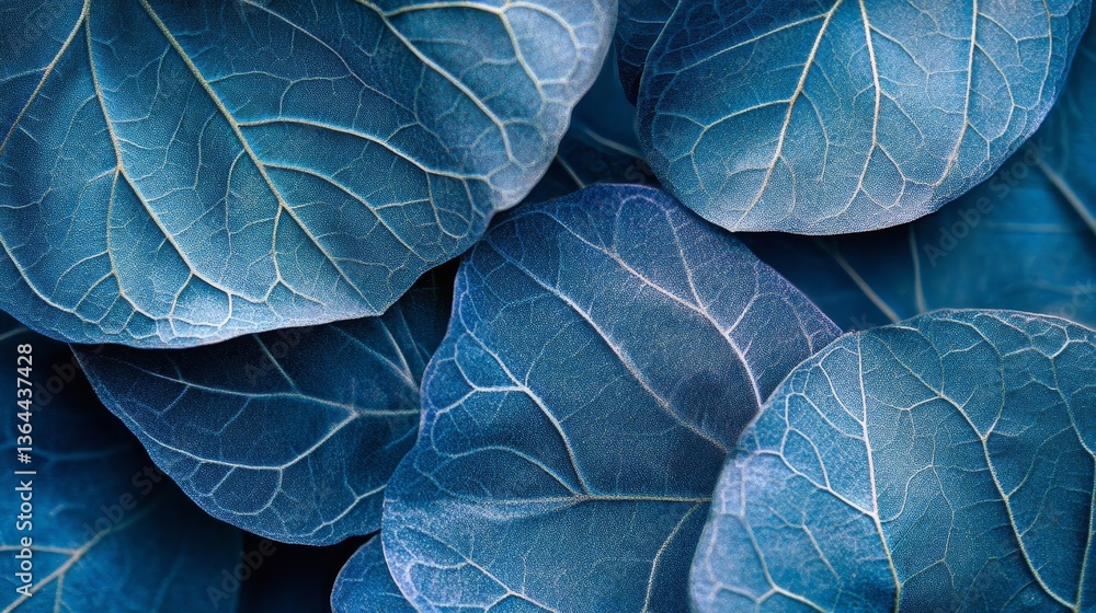 Obraz premium Textured Blue Leaves Abstract, nature , foliage