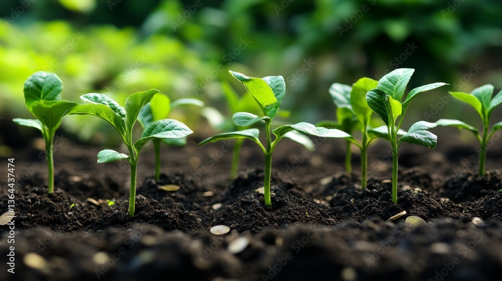 Seedlings Growing Young Plants Emerging from Soil, Growth , Seedling Seedlings Growing Young Plants Emerging from Soil, Growth , Seedling