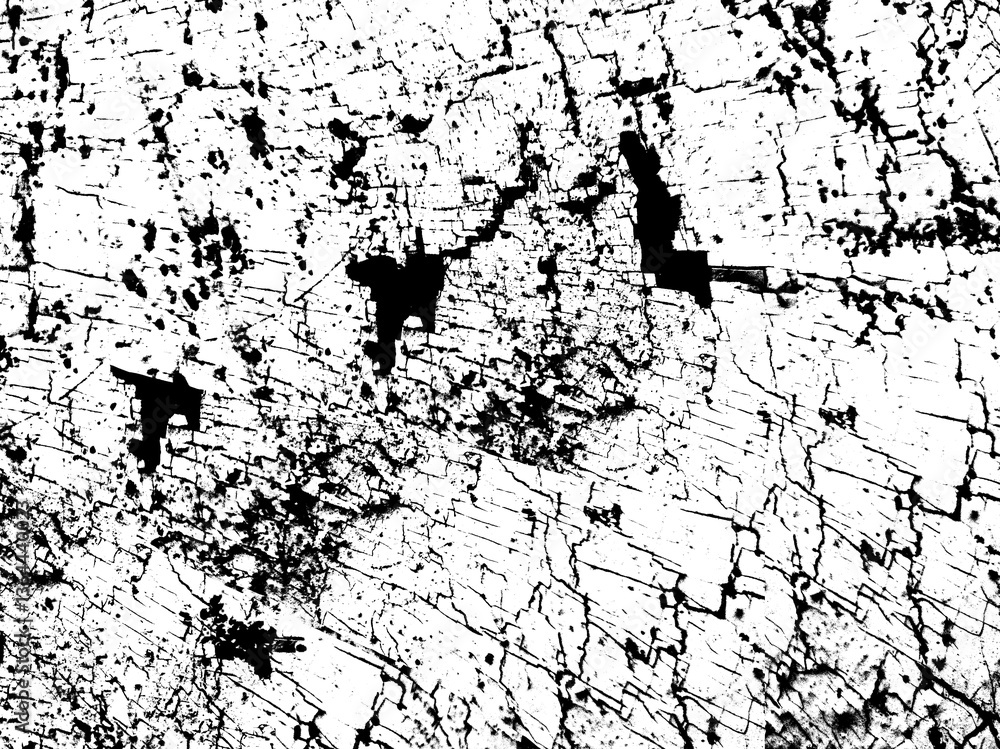 Fototapeta premium Concrete wall texture with cracked surface. Old concrete wall with cracked flaking paint, closeup of cracks and fissures of peeling paint on a transparent background