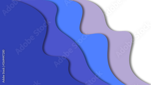 Layered abstract design in blue and purple tones, resembling a flowing wavy pattern. A modern artistic concept creating depth and transition, ideal for backgrounds, wallpapers, or creative application