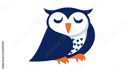 Cute Sleeping Owl Cartoon Illustration. photo