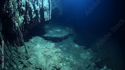 64. A deep abyssal trench where the ocean floor seems to disappear into an endless void