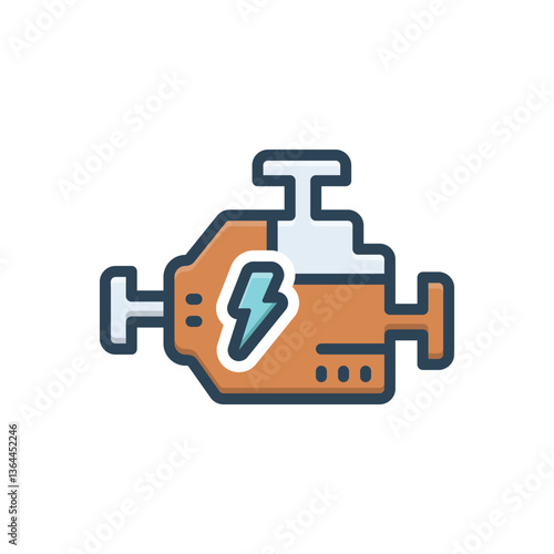 Color illustration icon for engine turn up