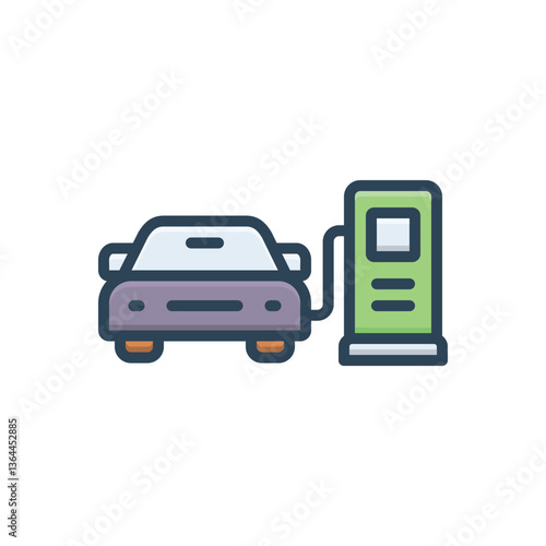 Color illustration icon for refuel car