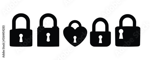 Key padlock of various shapes black