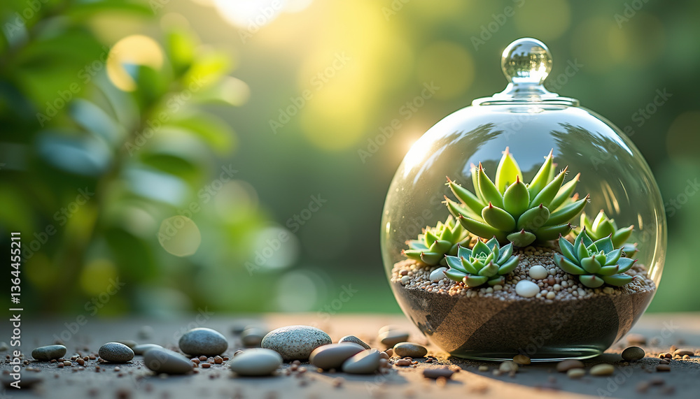 Serene Glass Terrarium with Miniature Succulents Serene Glass Terrarium with Miniature Succulents