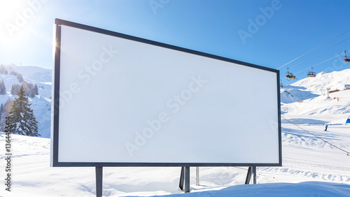 Large billboard mockup for exterior advertisement on ski resort . Generative AI