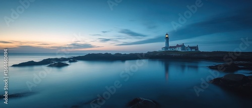 St. Mary's Lighthouse at Dusk: A Tranquil Coastal Scene in North East England