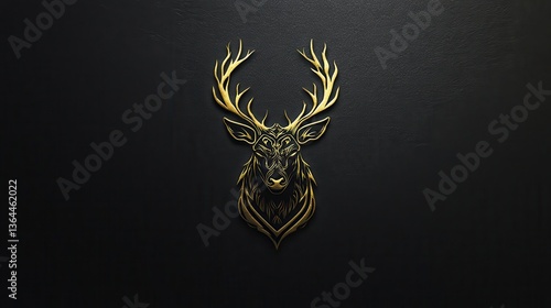 Golden Deer Head Logo with Dark Background.