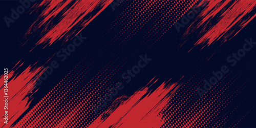 Red halftone dots blue color pattern gradient grunge texture background. Dot pop art comic sport style halftone