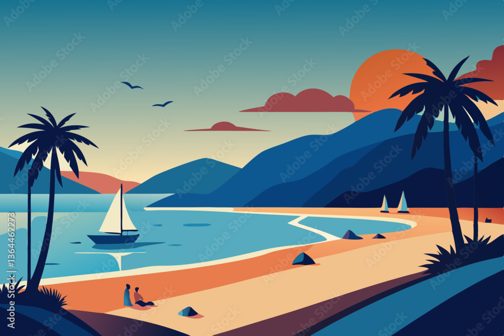 Fototapeta premium tropical beach with palm trees