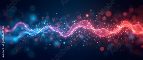 Abstract aesthetic visualizing AI autonomy and automation innovation. Symphony of Interconnected Light Particles in Vibrant Streams