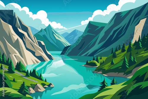 mountain landscape with blue sky