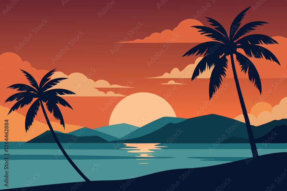 sunset on tropical beach sunset on tropical beach