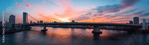 Wallpaper Mural Dramatic Tokyo Skyline: Long Bridge and River Reflection at Sunset Torontodigital.ca