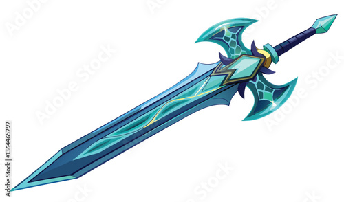 a fantasy anime sword with glowing runes clean