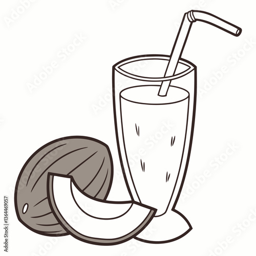 Coconut drink with white background.