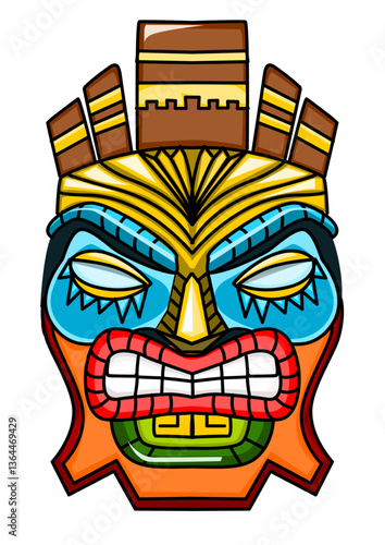 This is an illustration of a tiki mask