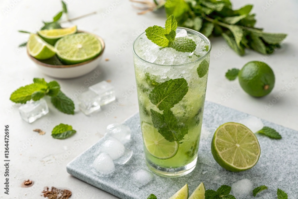 Fototapeta premium Mojito cocktail on white background.