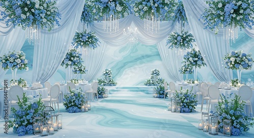 青色優雅な会場装飾 幻想的空間演出
