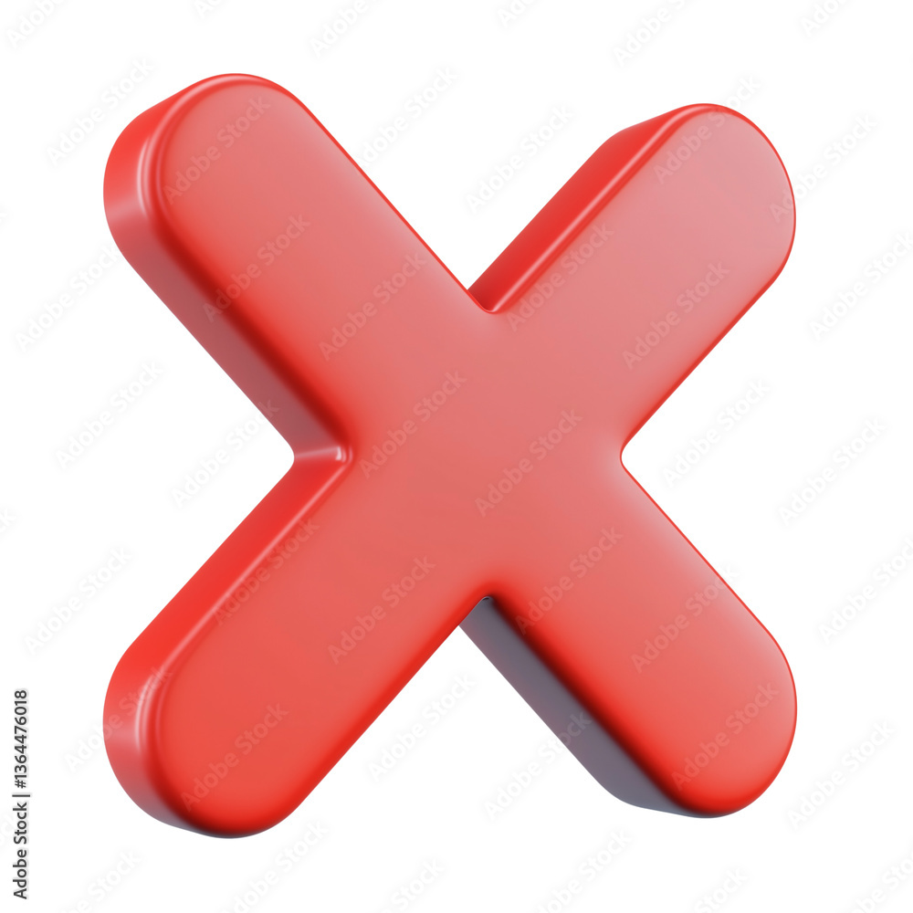 3D Red Cross Symbol Design, Rejection, Error, Negative Feedback 3D Red Cross Symbol Design, Rejection, Error, Negative Feedback