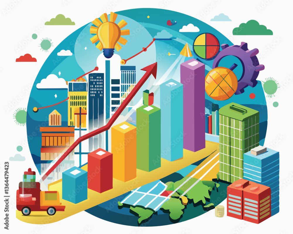 Fototapeta premium business graph with globe infographics