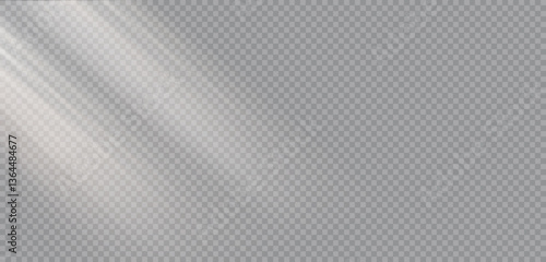 Light overlay effect, abstract window shadow on transparent wall. Realistic reflection with soft light glare and subtle highlights. Natural overlay effect for png background, design elements, vector.