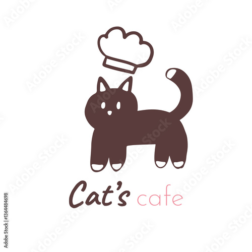 Cat cafe bakery logo