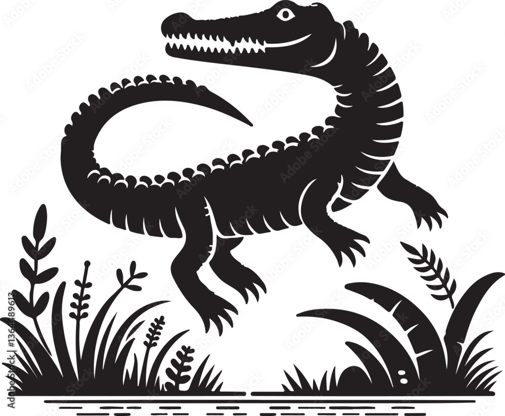 Naklejka premium vector illustration of a crocodile 