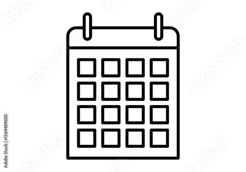 Icono negro de calendario en fondo blanco