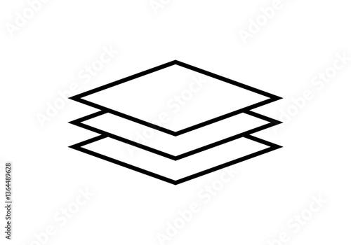 Icono negro de capas superpuestas en fondo blanco