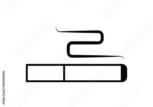 Icono negro de cigarro de tabaco encendido 