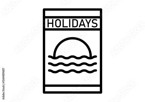 Icono negro de guía de viaje para vacaciones