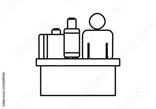 Icono negro de personal de control de equipaje