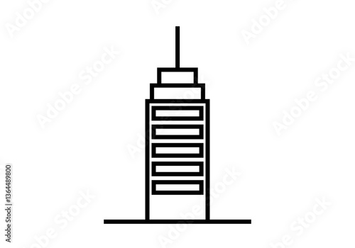 Icono negro de rascacielos de edificio alto