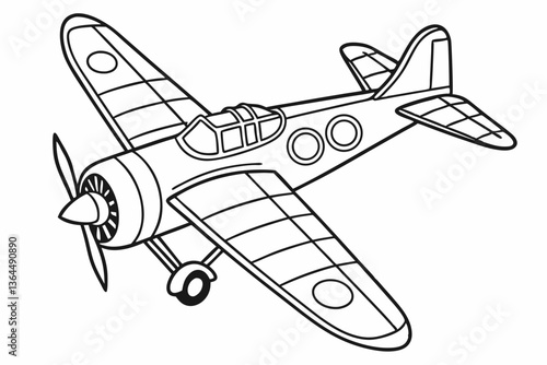 Plane. Coloring page. Coloring book. Drawing of a plane isolated on a white background. Vector outline

