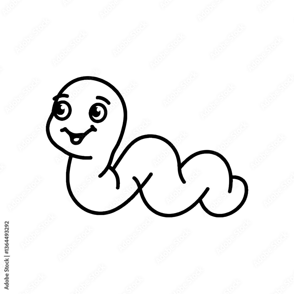 Cute Worm Minimalistic Outline SVG Vector, line art Cute Worm Minimalistic Outline SVG Vector, line art