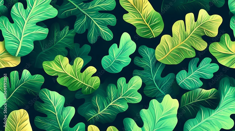 Green Oak Leaves Seamless Pattern. (5) Green Oak Leaves Seamless Pattern. (5)